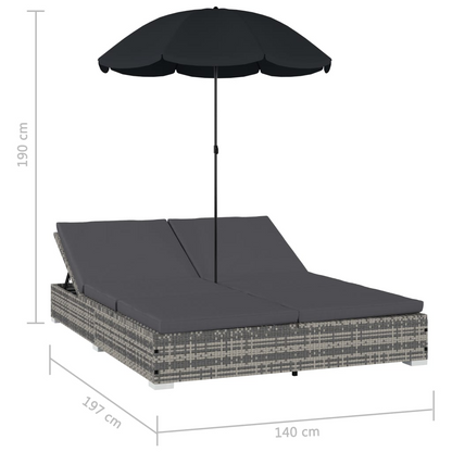 Patio Lounge Bed with Umbrella