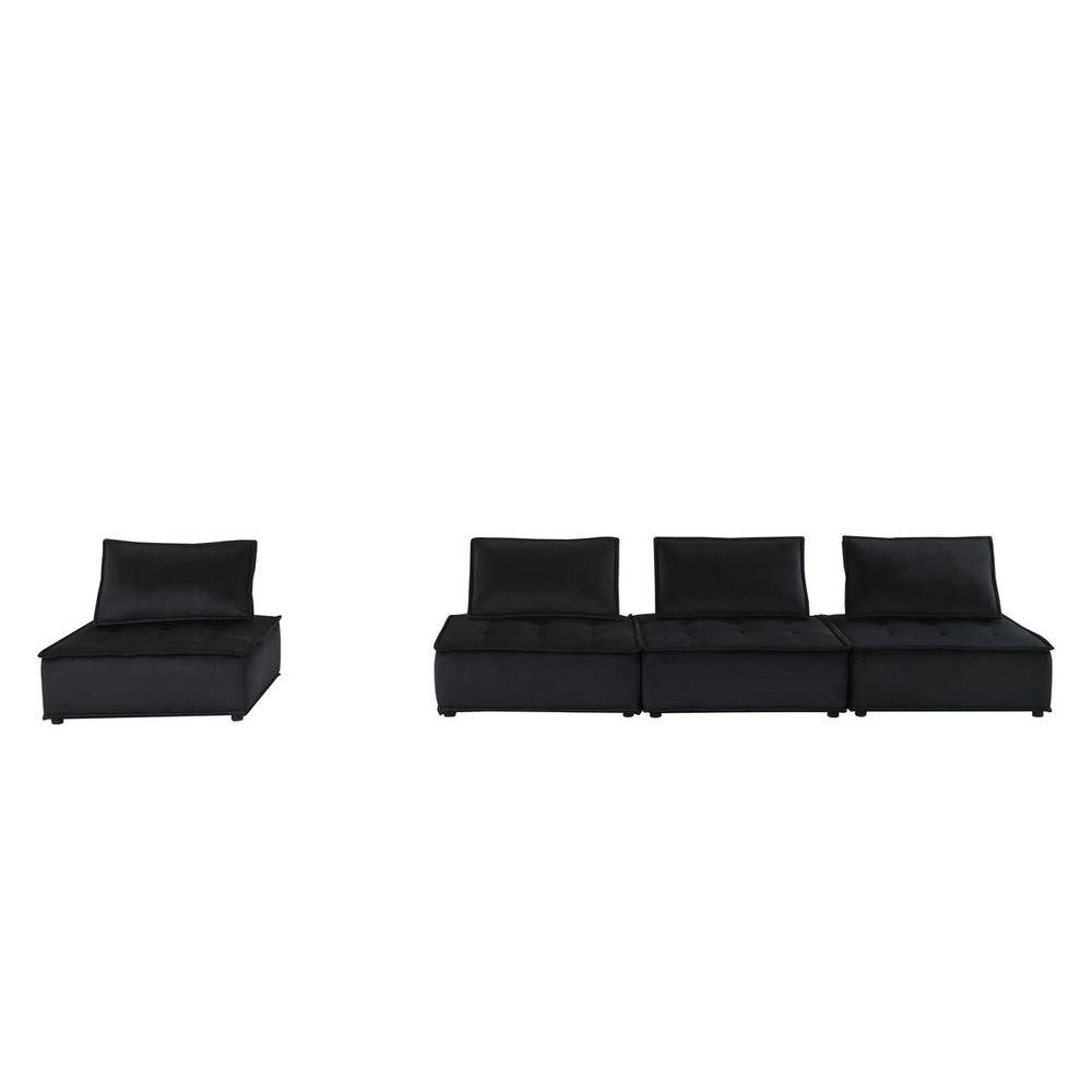 Anna Black Velvet 4 Pc Modular Sofa