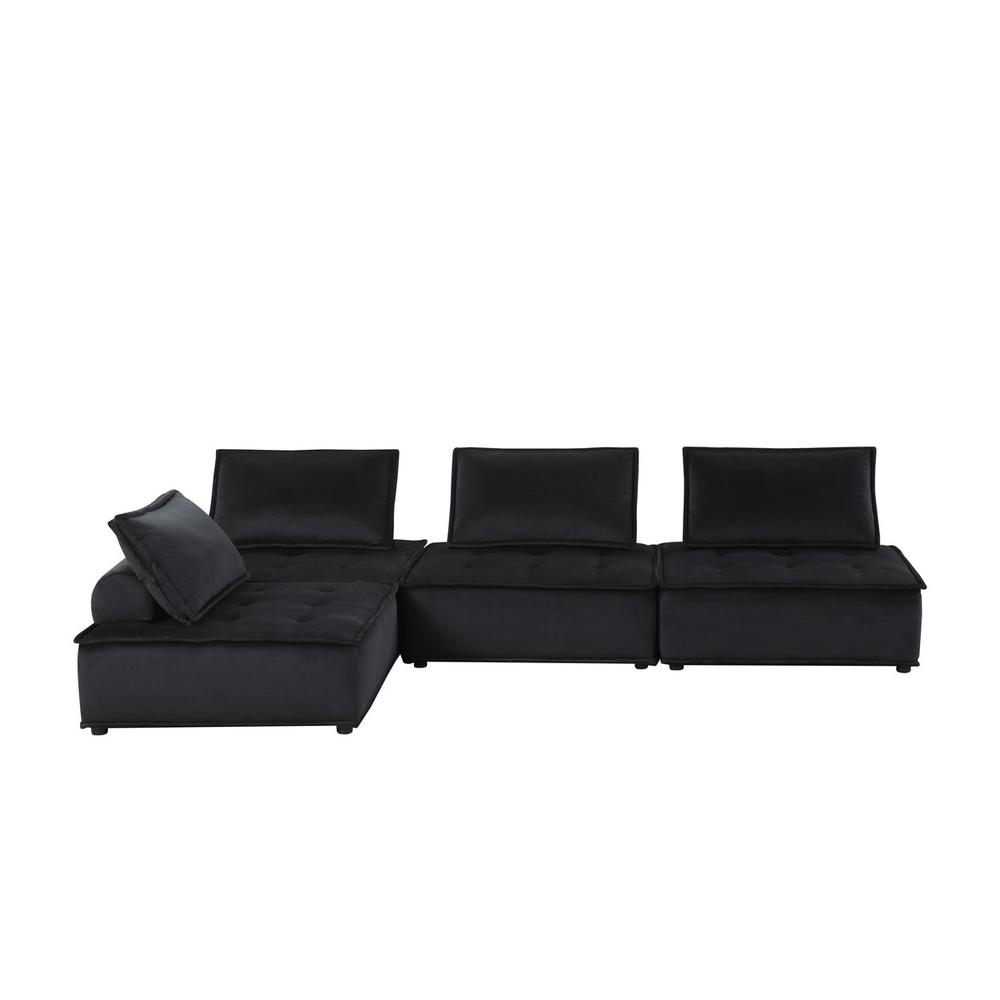 Anna Black Velvet 4 Pc Modular Sofa